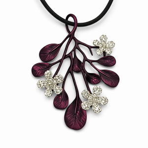Collier pendentif floral violet Ikita - bijou unique