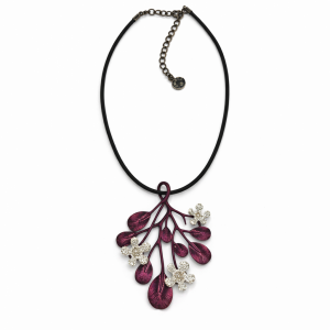 Collier pendentif floral violet Ikita - bijou unique