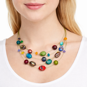 Collier 5 rangs de perles colorées Ikita - bijou unique