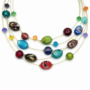 Collier 5 rangs de perles colorées Ikita - bijou unique