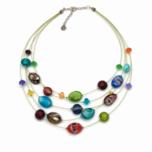 Collier 5 rangs de perles colorées Ikita - bijou unique