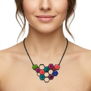Collier Ikita à pendentif géométrique multicolore - bijou unique