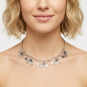 Collier Ikita argenté à pendentifs articulés - bijou unique