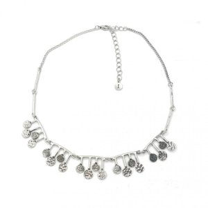 Collier Ikita argenté à pendentifs articulés - bijou unique