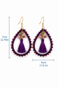 Boucles d’oreilles Ikita créoles bohème perles et pompon - bijou unique