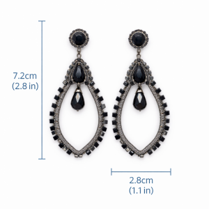 Boucles d’oreilles Ikita pendantes noires et gris anthracite - bijou unique