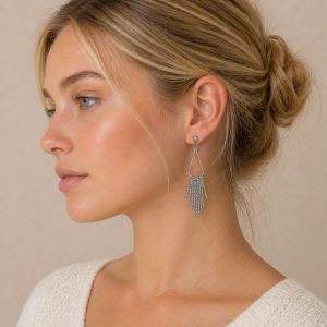 Boucles d’oreilles longues franges argentées - bijou unique