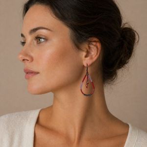 Boucles d’oreilles IKITA goutte perlée multicolore - bijou unique