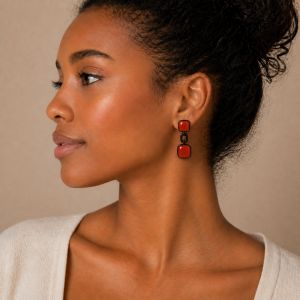 Boucles Ikita Orange Émail - bijou unique