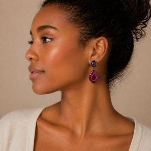 Boucles Ikita Rose/violet Émail - bijou unique