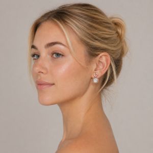 Boucles Ikita nacre dorée rosée - bijou unique