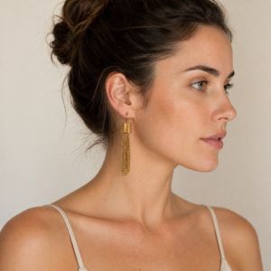 Boucles pendantes dorées à pampilles élégantes - bijou unique