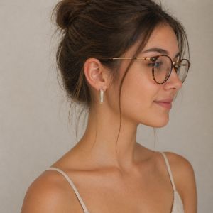 Boucles puces barre opale Ikita - bijou unique