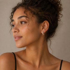 Boucles feuille doré rosé - bijou unique