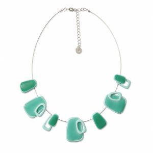 Collier émail vert graphique Ikita - bijou unique