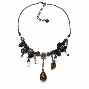 Collier noir floral Ikita - bijou unique