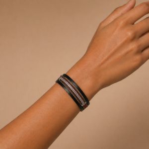 Bracelet Multi-Rangs Noir & Rouge Ikita - bijou unique