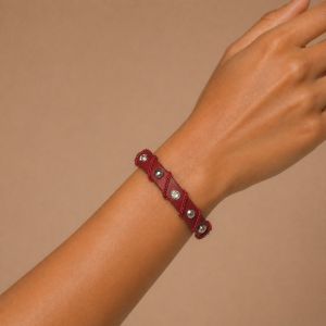 Bracelet Ikita rouge strass et chaînettes - bijou unique