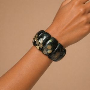 Bracelet large vert effet nacré - bijou unique