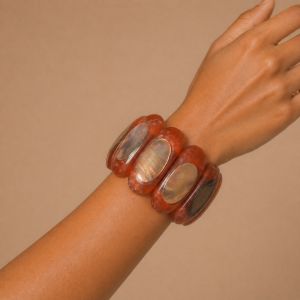 Bracelet large corail nacré - bijou unique
