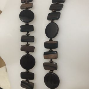 Collier long bois noir & brun Ikita - bijou unique