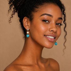Boucles Ikita Perles Turquoise Élégance - bijou unique