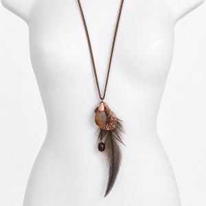 Collier long plume bohème - bijou unique