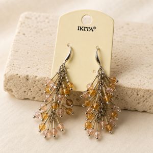 Boucles IKITA perles champagne - bijou unique