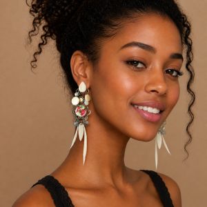 Boucles IKITA bohème plumes - bijou unique