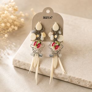 Boucles IKITA bohème plumes - bijou unique