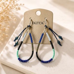 Boucles IKITA perles bleues - bijou unique