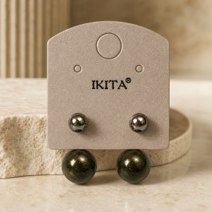 Boucles puces IKITA perle kaki - bijou unique