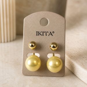 Boucles puces IKITA double perle dorée - bijou unique