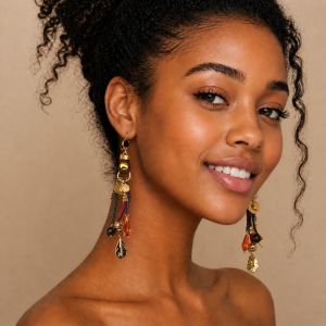 Boucles bohème pampilles dorées IKITA - bijou unique