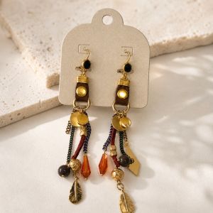 Boucles bohème pampilles dorées IKITA - bijou unique