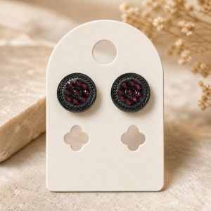 Boucles puces strass rouge IKITA - bijou unique