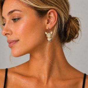 Boucles Petit Animal Beige - bijou unique