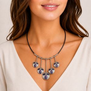 Collier pendentifs feuilles violet - bijou unique