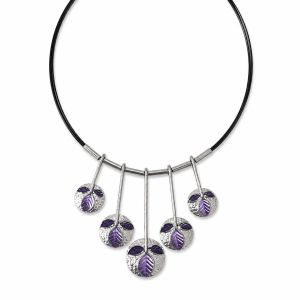 Collier pendentifs feuilles violet - bijou unique