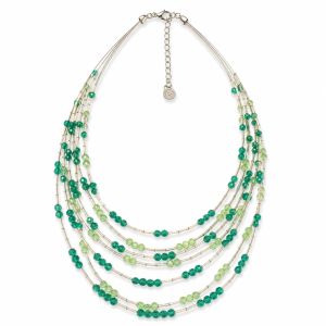 Collier Multi-Rangs Vert Éclat - bijou unique