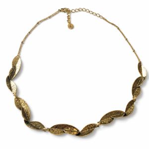 Collier feuilles dorées texturées - bijou unique