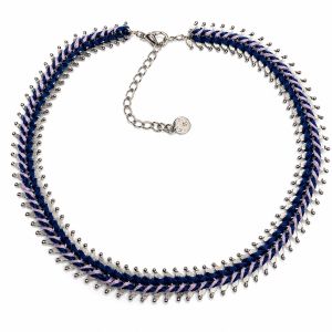 Collier Tressé IKITA Bleu & Lilas - bijou unique