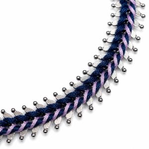 Collier Tressé IKITA Bleu & Lilas - bijou unique