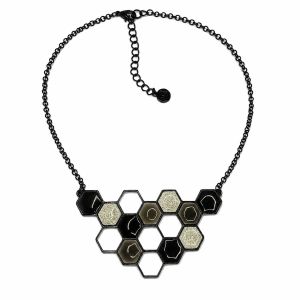 Collier Hexa Noir & Argent - bijou unique