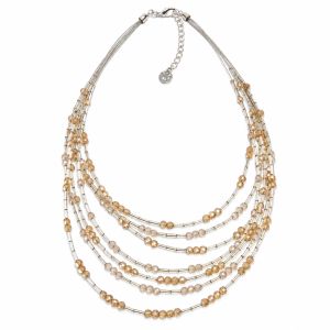 Collier Multi-Rangs Perles Champagne IKITA - bijou unique
