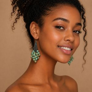 Boucles d’oreilles pendantes perles turquoise IKITA - bijou unique
