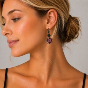 Boucles d’oreilles dormeuses rose IKITA - bijou unique