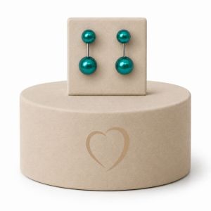 Boucles d’oreilles puces IKITA double perles turquoise - bijou unique
