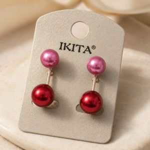 Boucles d’oreilles perles rose rouge IKITA - bijou unique