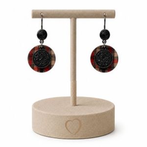 Boucles d’oreilles IKITA tartan noir scintillant - bijou unique